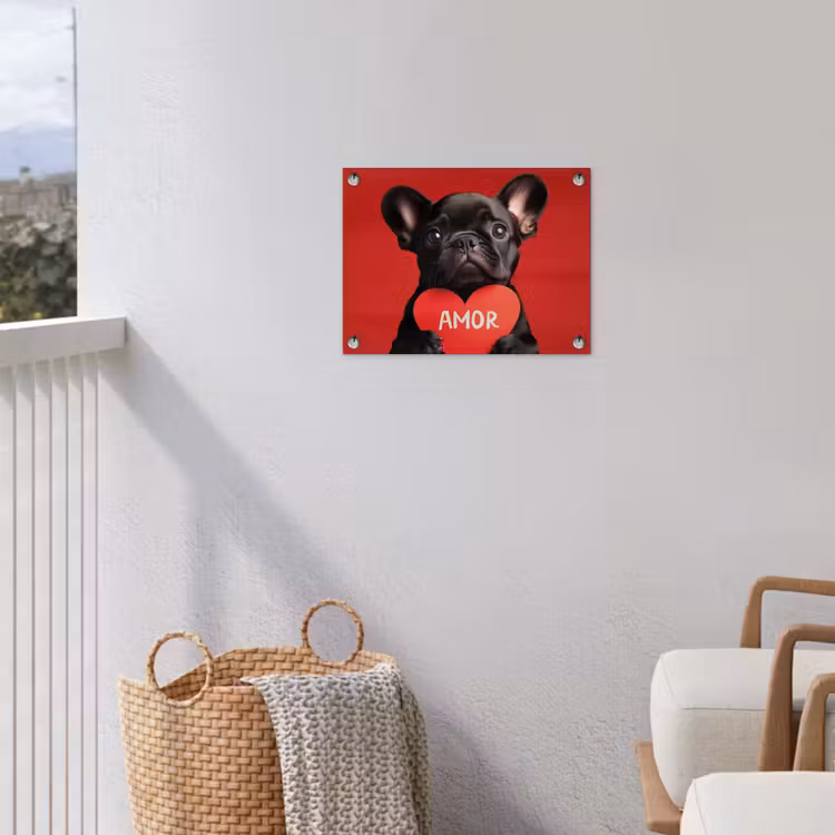 Amor - Hond - Hartje - Rood tuinposter los doek klein -sfeer8