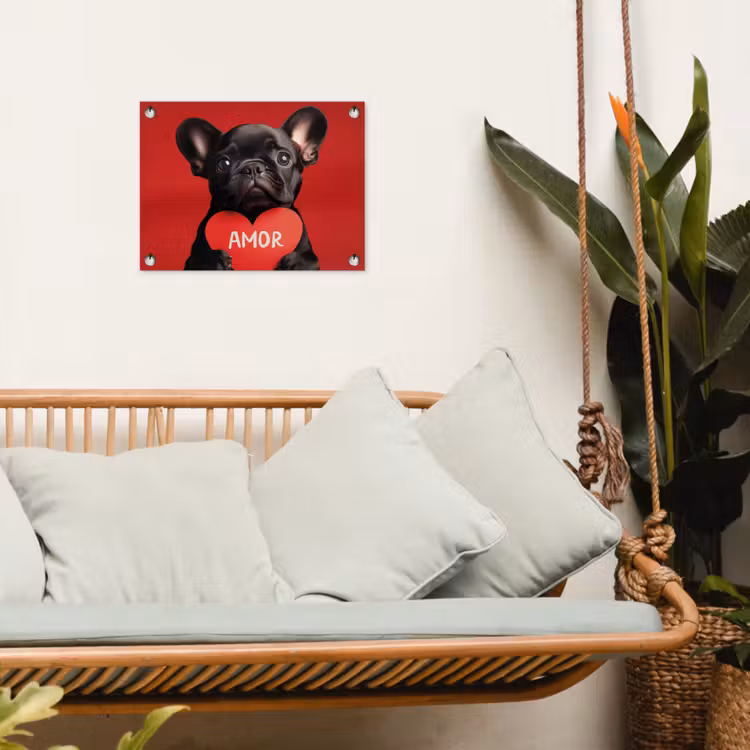 Amor - Hond - Hartje - Rood tuinposter los doek klein -sfeer7