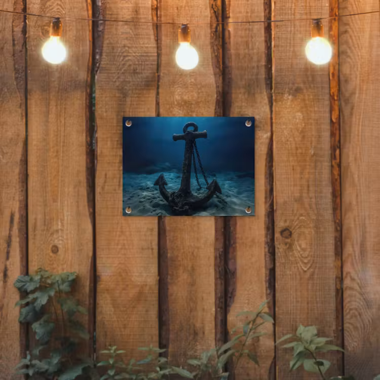 Anker - Ijzer - Zeebodem - Zand tuinposter los doek klein -sfeer1