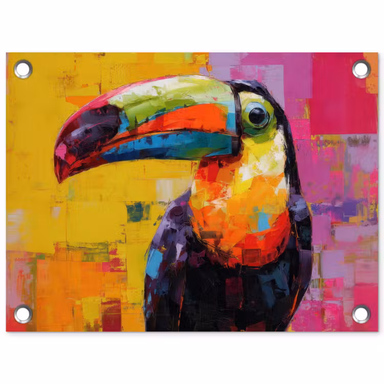 Toeken - Snavel - Kleurrijk - Blokken tuinposter los doek klein -3d