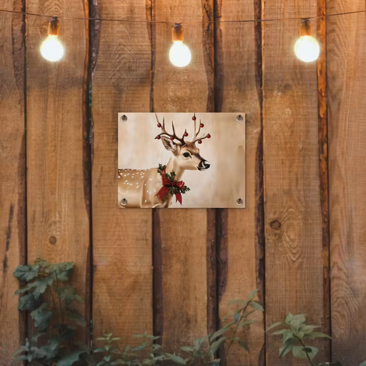 Gewei - Kerst - Rendier - Rood tuinposter los doek klein -sfeer1