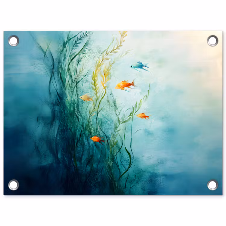 Waterplanten - Vissen - Kleurrijk - Water tuinposter los doek klein -3d