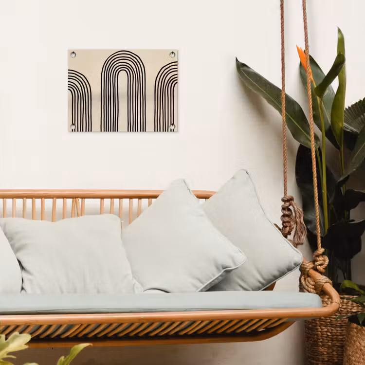 Boogvormen - Zwart - Strak tuinposter los doek klein -sfeer7