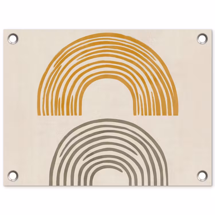 Bogen - Lijnen - Oranje - Minimalistisch tuinposter los doek klein -3d