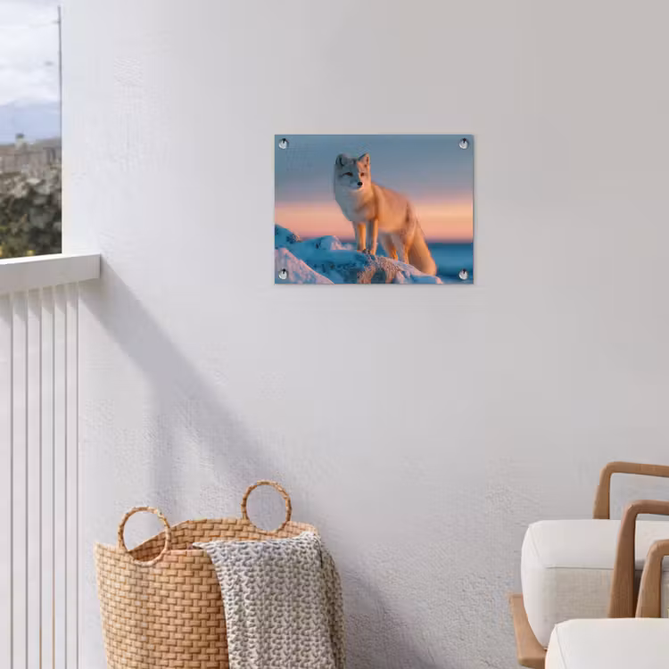 Poolvos - Rots - Sneeuw - Wit tuinposter los doek klein -sfeer8