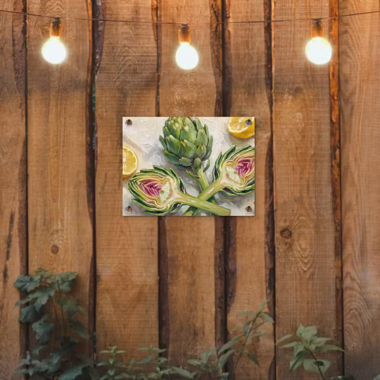Garden Poster - Artichoke - Lemon - Food - Artisjok - Citroen - Eten tuinposter los doek klein