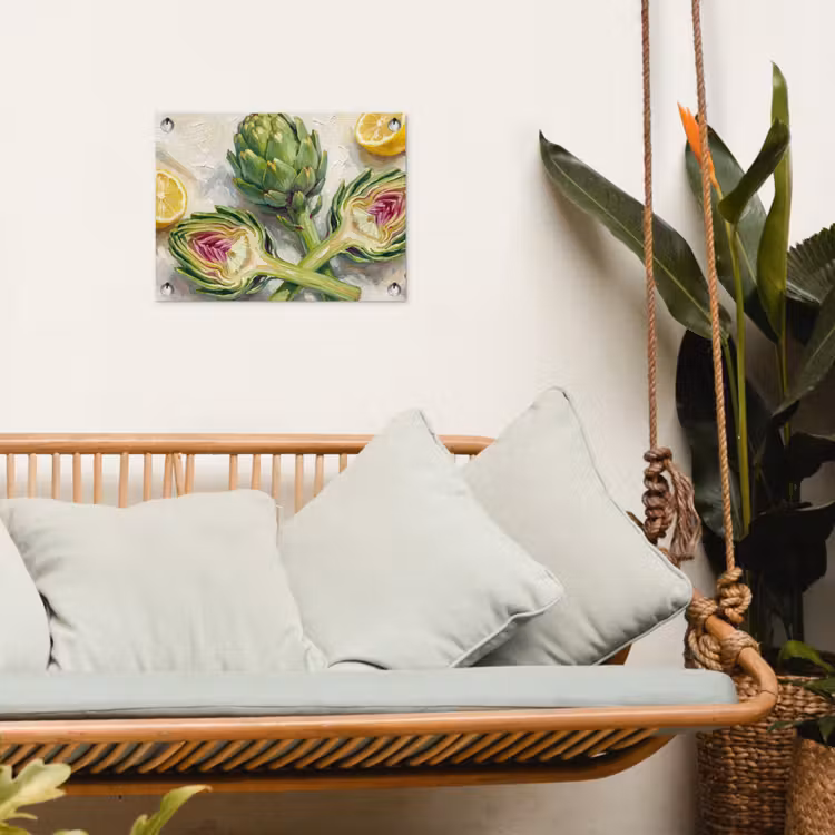 Garden Poster - Artichoke - Lemon - Food - Artisjok - Citroen - Eten tuinposter los doek klein