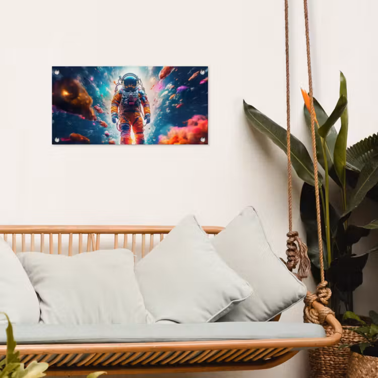 Astronaut - Neon - Meteoriet - Neon tuinposter los doek klein -sfeer7