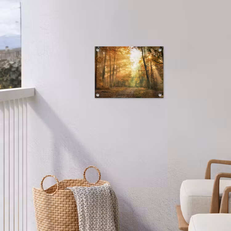 Herfstbos in gouden zonlicht tuinposter los doek klein -sfeer8
