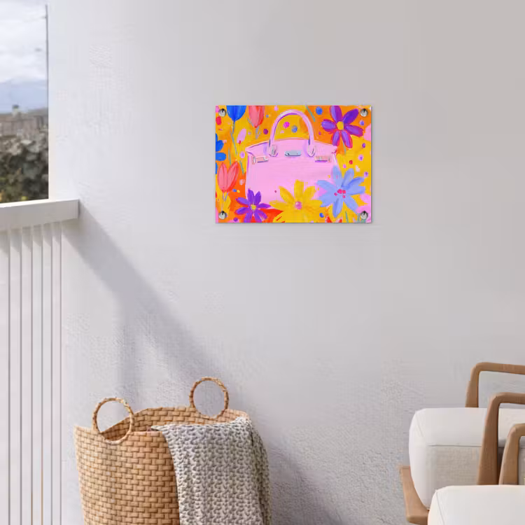Tas - Roze - Bloemen tuinposter los doek klein -sfeer8