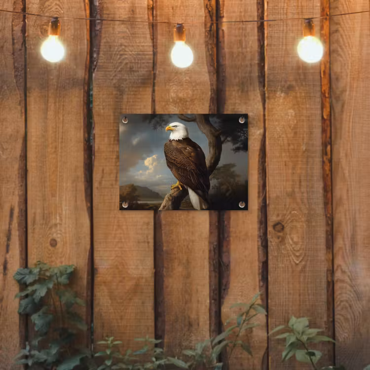 Zeearend - Tak - Wolken - Bruin tuinposter los doek klein -sfeer1