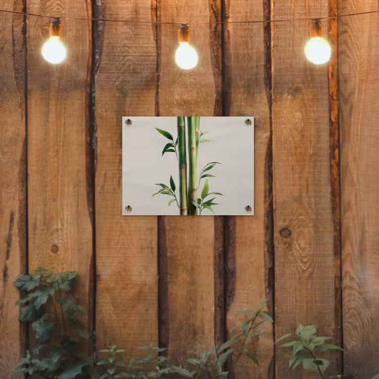 Bamboestengels - Sierlijk - Groen tuinposter los doek klein -sfeer1
