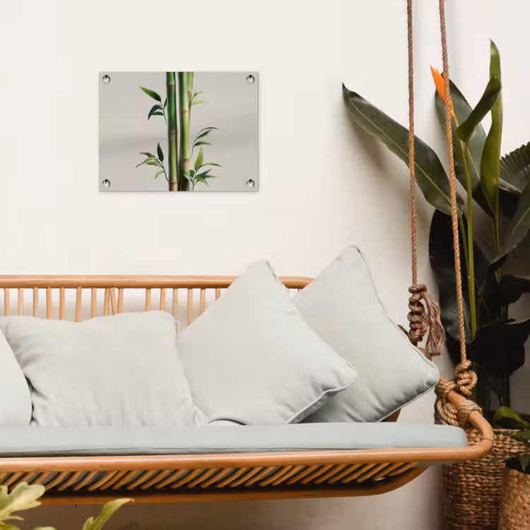 Bamboestengels - Sierlijk - Groen tuinposter los doek klein -sfeer7