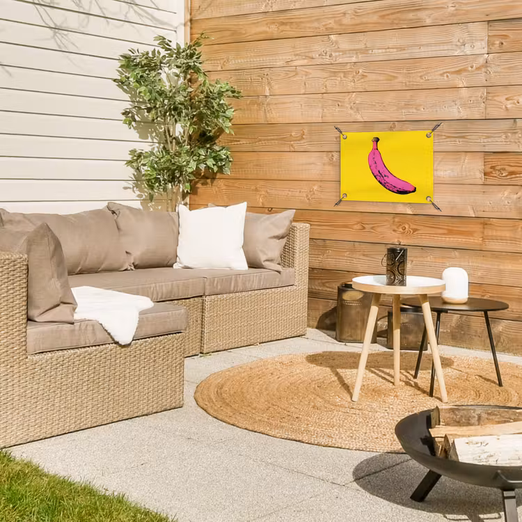 Banaan - Grafisch - Geel tuinposter los doek klein -sfeer4