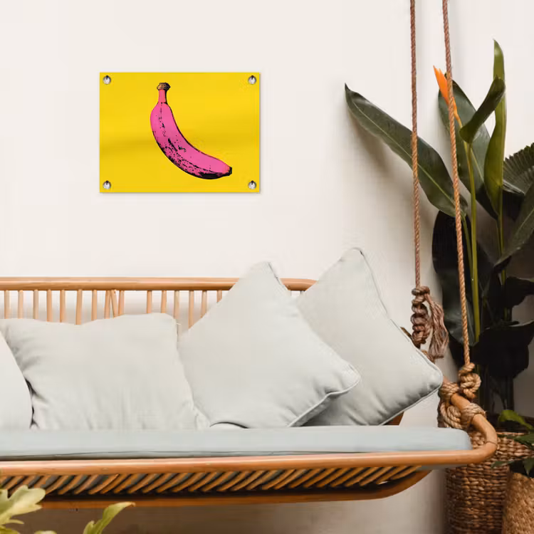 Banaan - Grafisch - Geel tuinposter los doek klein -sfeer7