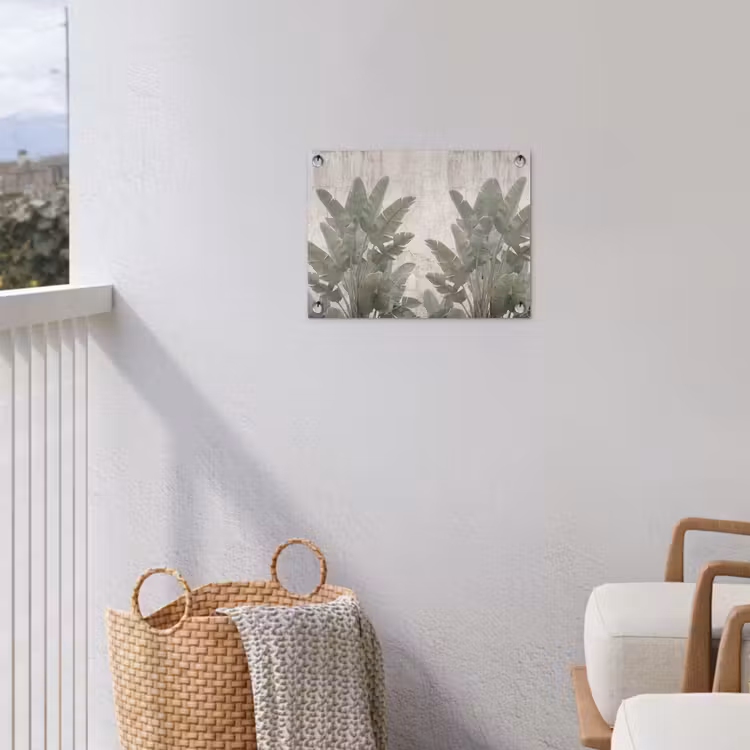 Bananenbladeren - Beton - Groen tuinposter los doek klein -sfeer8