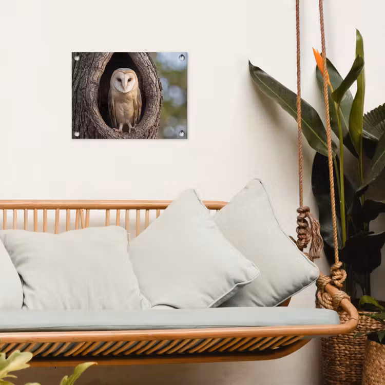 Kerkuil - Boom - Natuur - Bruin tuinposter los doek klein -sfeer7