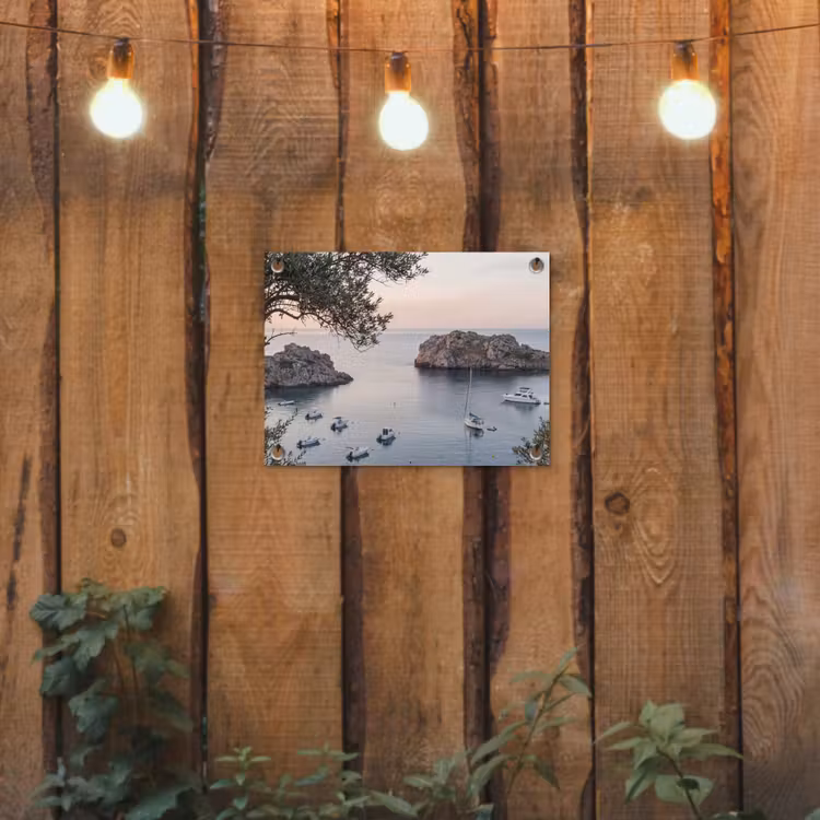 Garden Poster - Bay - boats - sunset - Baai - boten - zonsondergang tuinposter los doek klein