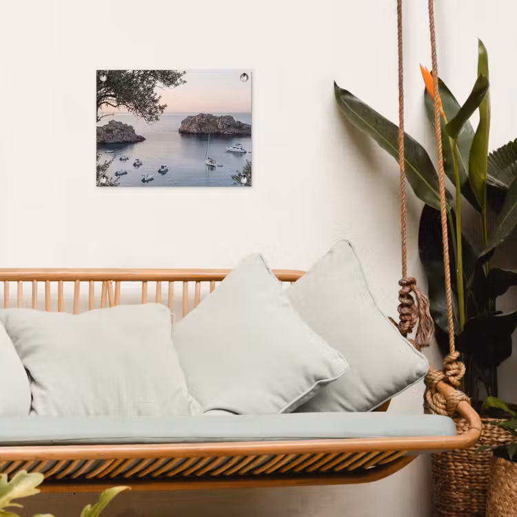 Garden Poster - Bay - boats - sunset - Baai - boten - zonsondergang tuinposter los doek klein