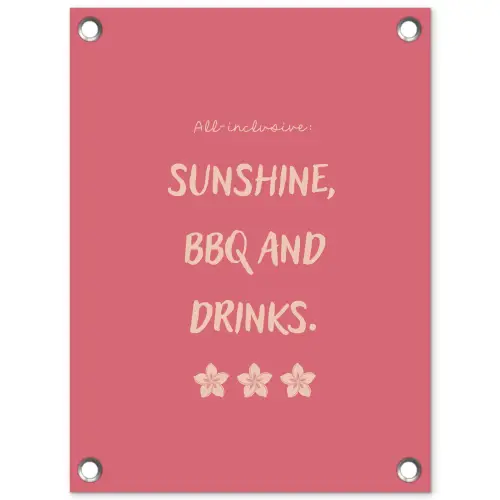 BBQ - Quote - Roze - Zomer tuinposter los doek klein -3d