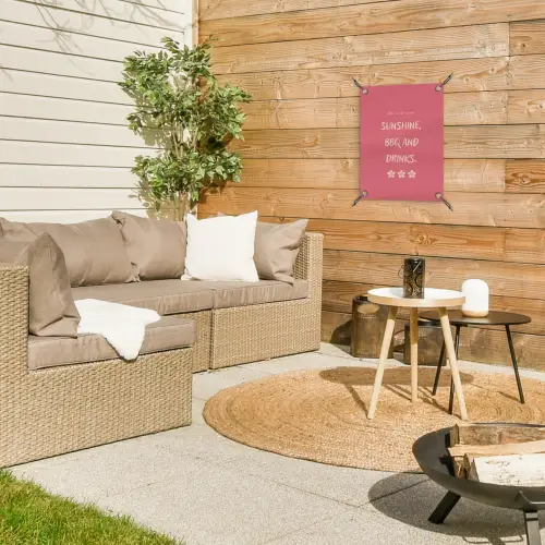 BBQ - Quote - Roze - Zomer tuinposter los doek klein -sfeer4