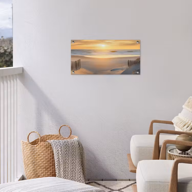 Strand - Duinen - Zonsondergang tuinposter los doek klein -sfeer8