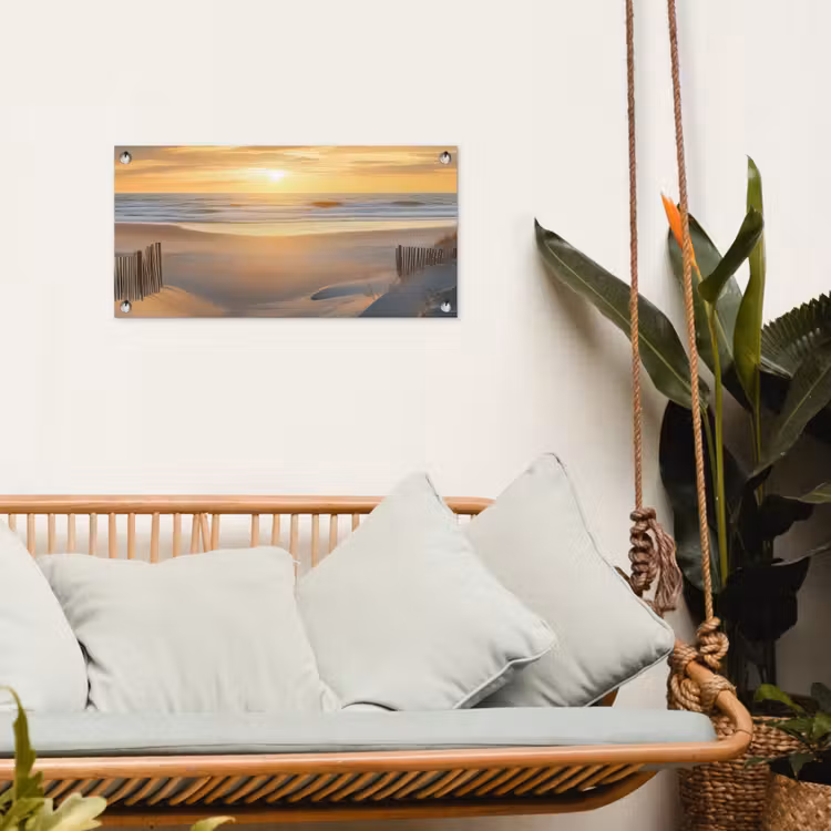 Strand - Duinen - Zonsondergang tuinposter los doek klein -sfeer7