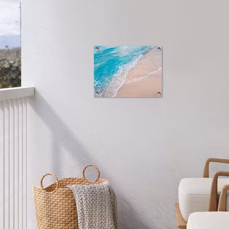 Strand - Zee - Golf - Natuur - Blauw tuinposter los doek klein -sfeer8