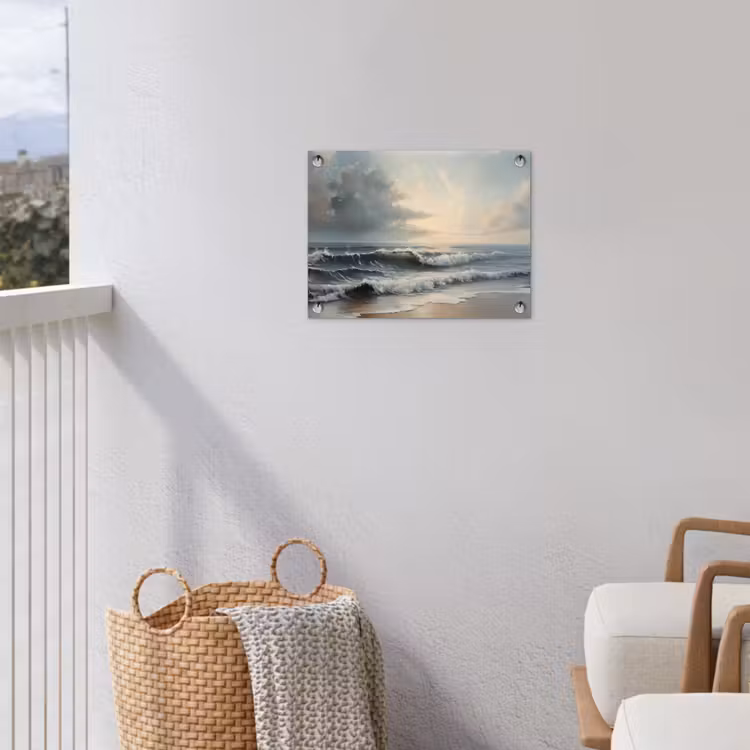 Strand - Zee - Zonsondergang tuinposter los doek klein -sfeer8