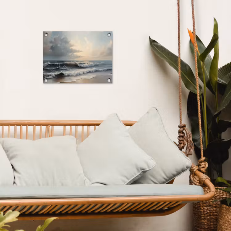 Strand - Zee - Zonsondergang tuinposter los doek klein -sfeer7