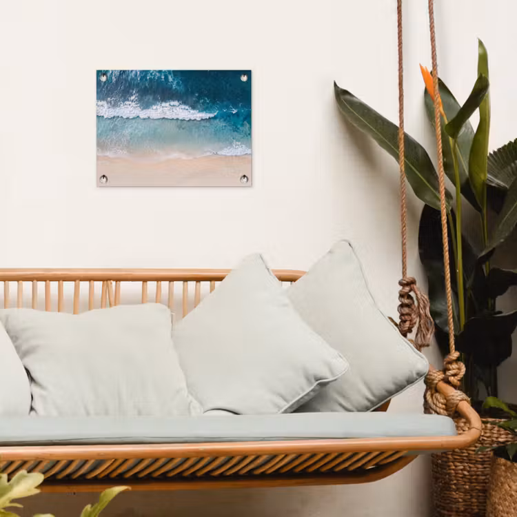 Strand - Zee - Golven - Natuur - Blauw tuinposter los doek klein -sfeer7