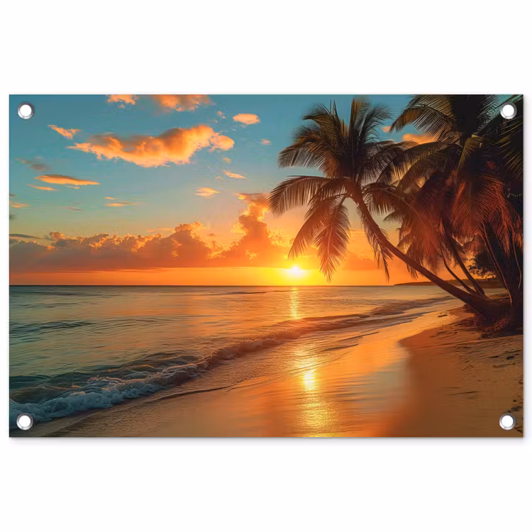 Strandzonsondergang in de Tropen tuinposter los doek klein -3d