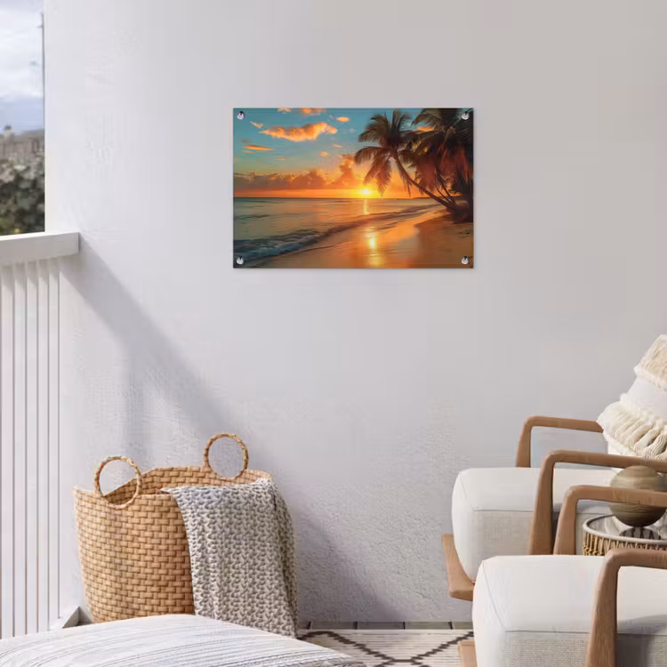 Strandzonsondergang in de Tropen tuinposter los doek klein -sfeer8