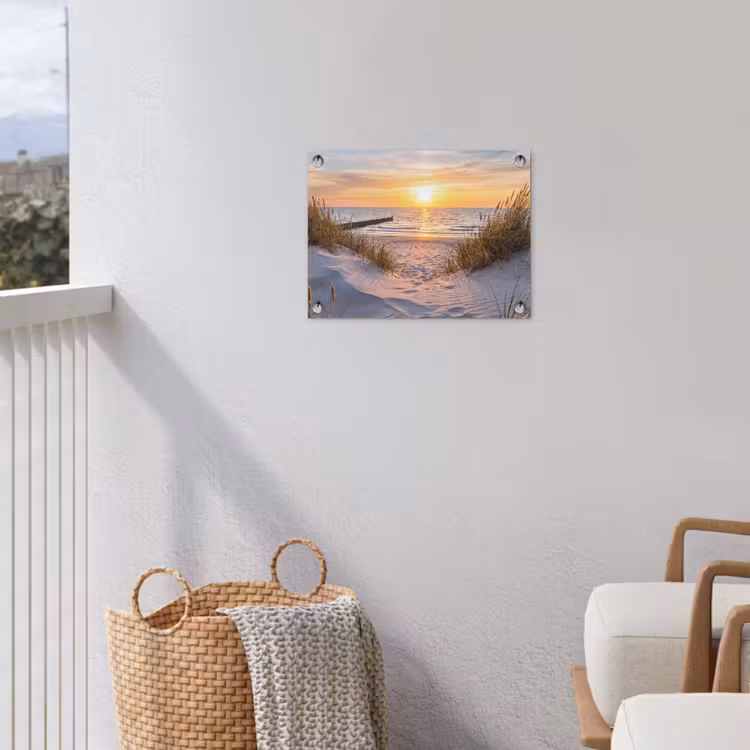 Strand - Zonsondergang - Natuur - Landschap tuinposter los doek klein -sfeer8