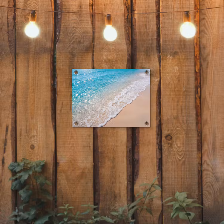 Strand - Water - Natuur - Blauw - Beige tuinposter los doek klein -sfeer1