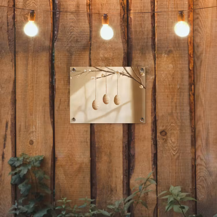 Beige - Paastak - Eieren tuinposter los doek klein -sfeer1