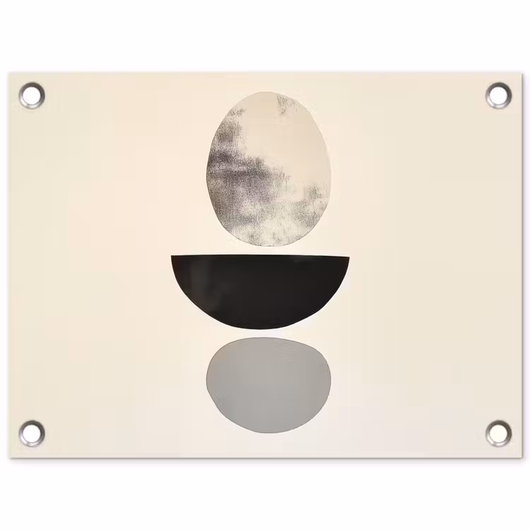 Beige - Japandi - Wabi sabi tuinposter los doek klein -3d