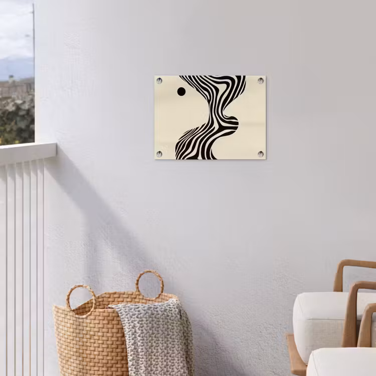 Beige - Lijnen - Golvend - Abstract tuinposter los doek klein -sfeer8