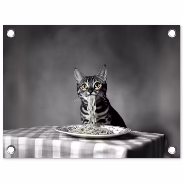 Bengaal - Kat - Tafelkleed - Zwart - Wit - Dier tuinposter los doek klein -3d