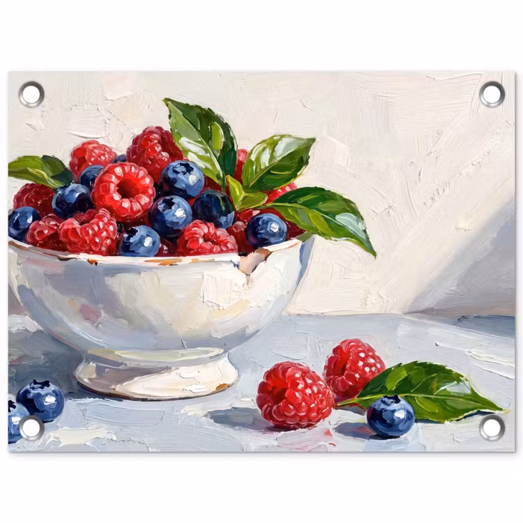 Garden Poster - Berries - Bowl - Food - Bessen - Kom - Eten tuinposter los doek klein