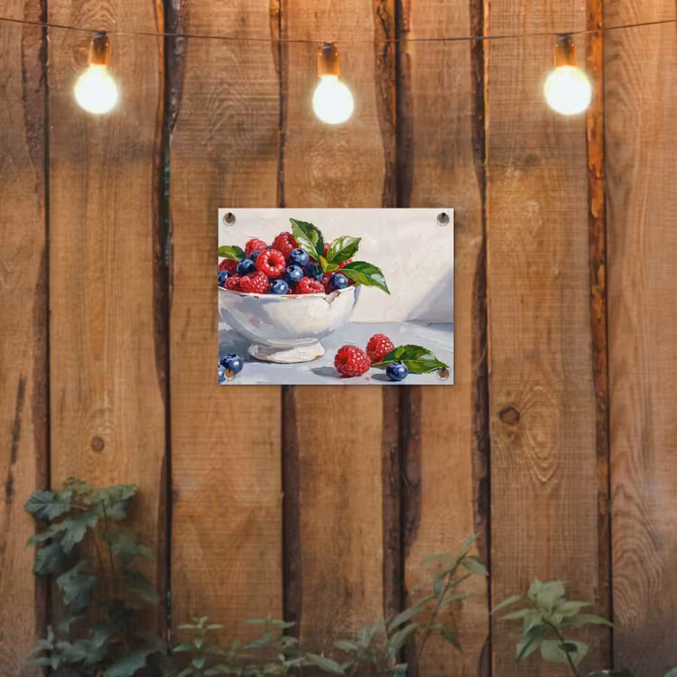 Garden Poster - Berries - Bowl - Food - Bessen - Kom - Eten tuinposter los doek klein