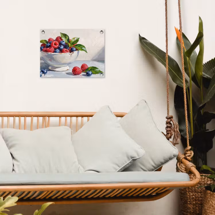 Garden Poster - Berries - Bowl - Food - Bessen - Kom - Eten tuinposter los doek klein