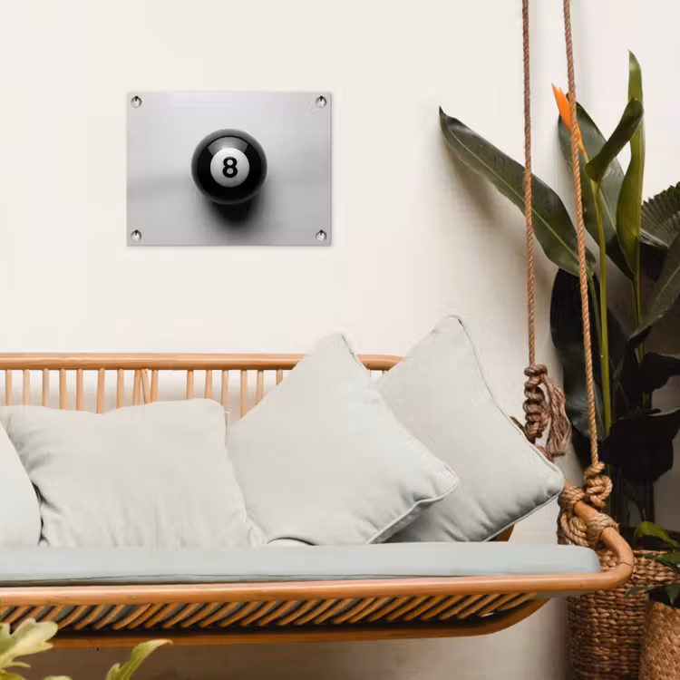 Biljartbal - Getal - Acht - Wit tuinposter los doek klein -sfeer7