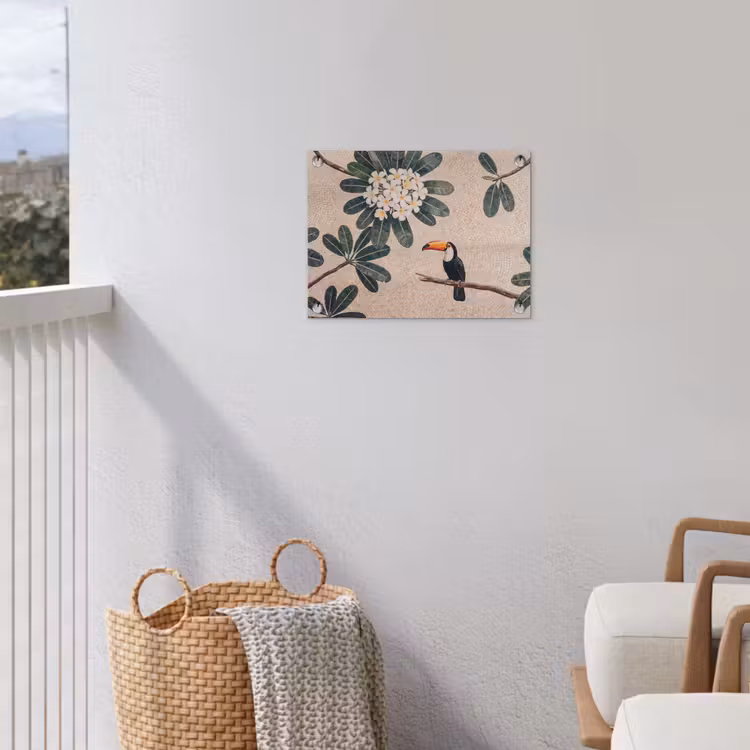 Vogel - Mozaïek - Tropisch - Natuur - Kleurrijk tuinposter los doek klein -sfeer8