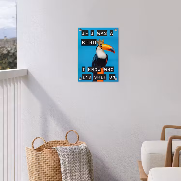 Vogel - Toekan - Blauw - Quotes tuinposter los doek klein -sfeer8