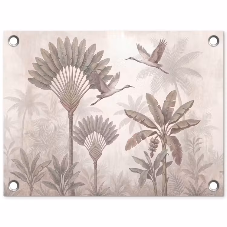Vogel - Tropisch - Jungle - Natuur - Beige tuinposter los doek klein -3d