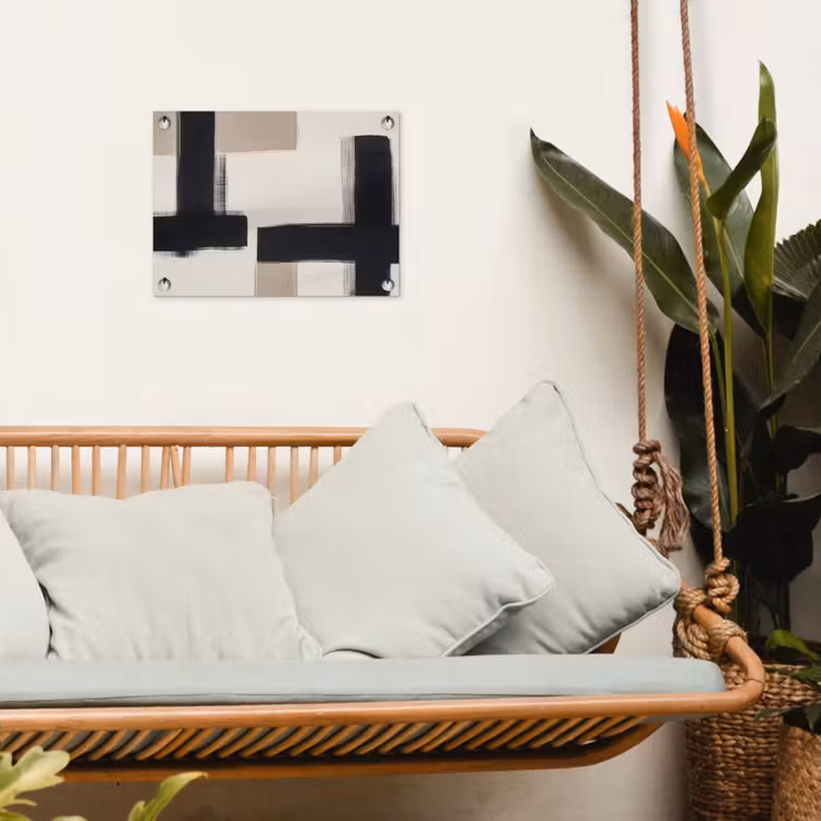 Zwart - Abstract - Japandi tuinposter los doek klein -sfeer7