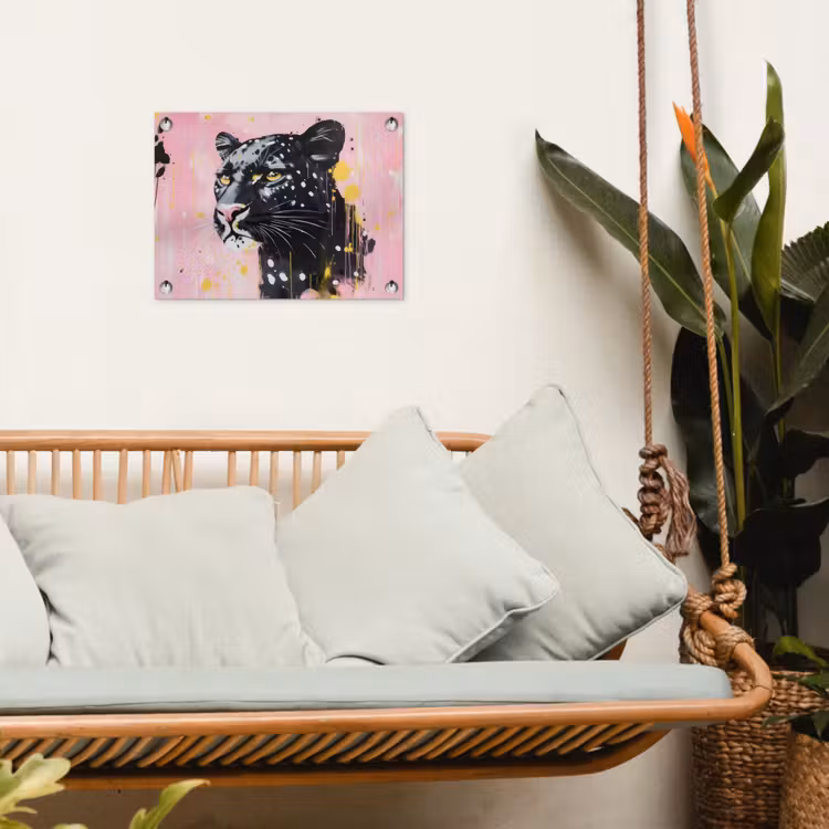 Zwart - Panter - Roze - Abstract tuinposter los doek klein -sfeer7