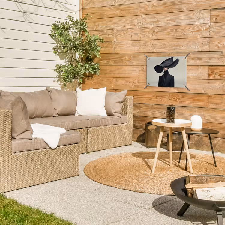 Zwart - Vrouw - Hoed tuinposter los doek klein -sfeer4