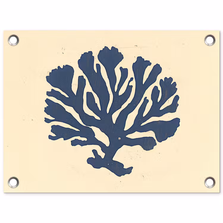 Blauw koraal - Vertakkingen - Beige tuinposter los doek klein -3d